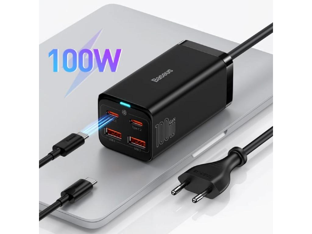 Мережевий зарядний пристрій Baseus GaN3 Pro Desktop Fast Charger 2U 2C 100W Black (CCGP000101) - фото 3