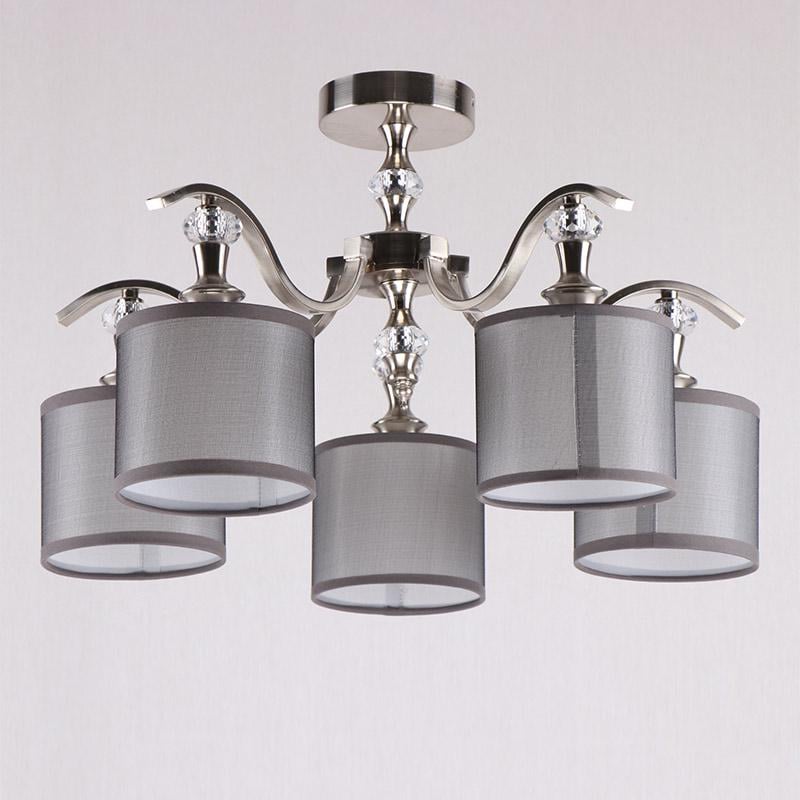 Люстра потолочная с абажуром Light House NM-14770/5 SN TK на пять ламп Сатин