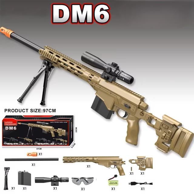 Винтовка игрушечная на орбизах (гелевых шариках) 97 см на аккумуляторе и 10000 орбизов Бежевый (DM6) - фото 3