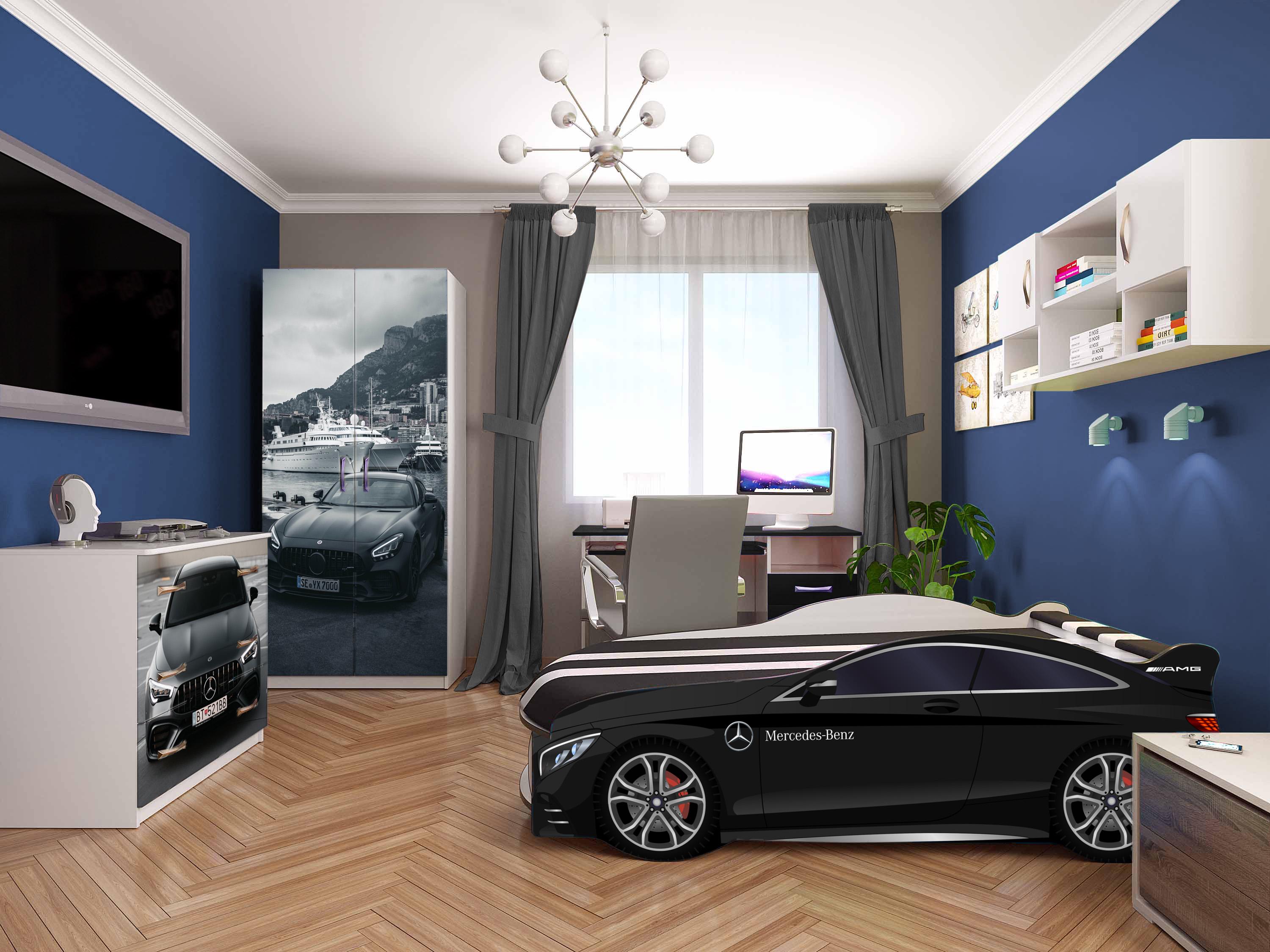 Кровать-машина с подъемным механизмом Mercedes SPACE 07 1890x836x600 мм Черный