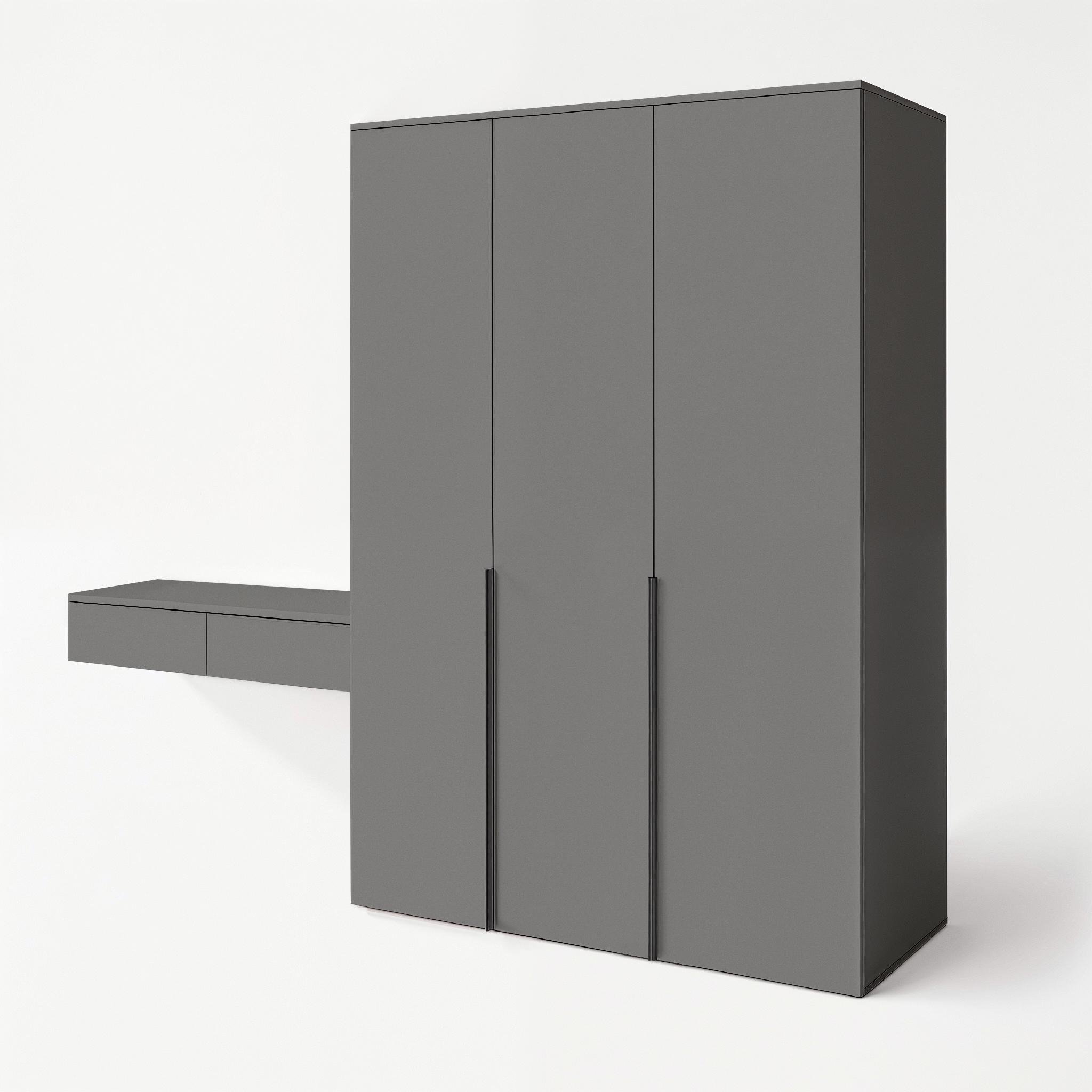 Комплект мебели Moris шкаф с полками и штангой и туалетный стол 2800x520х2200 мм Антрацит - фото 2