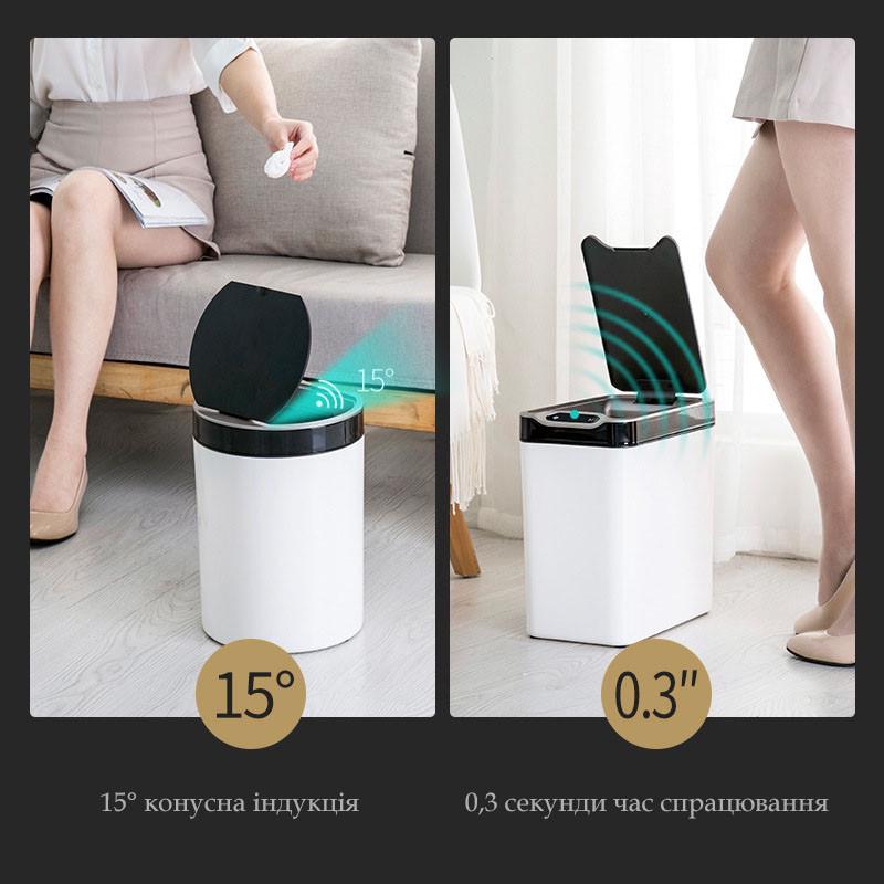 Відро для сміття сенсорне JAH 12 л прямокутне Чорний - фото 3 Відро для сміття сенсорне JAH 12 л прямокутне Чорний - фото 3