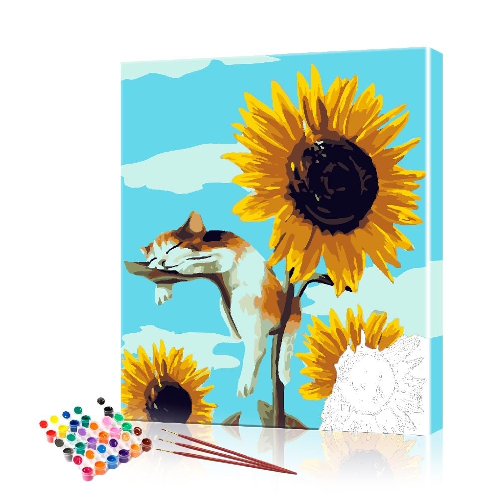 Картина по номерам ArtSale Котёнок на подсолнухе PBN0721 40х50 см