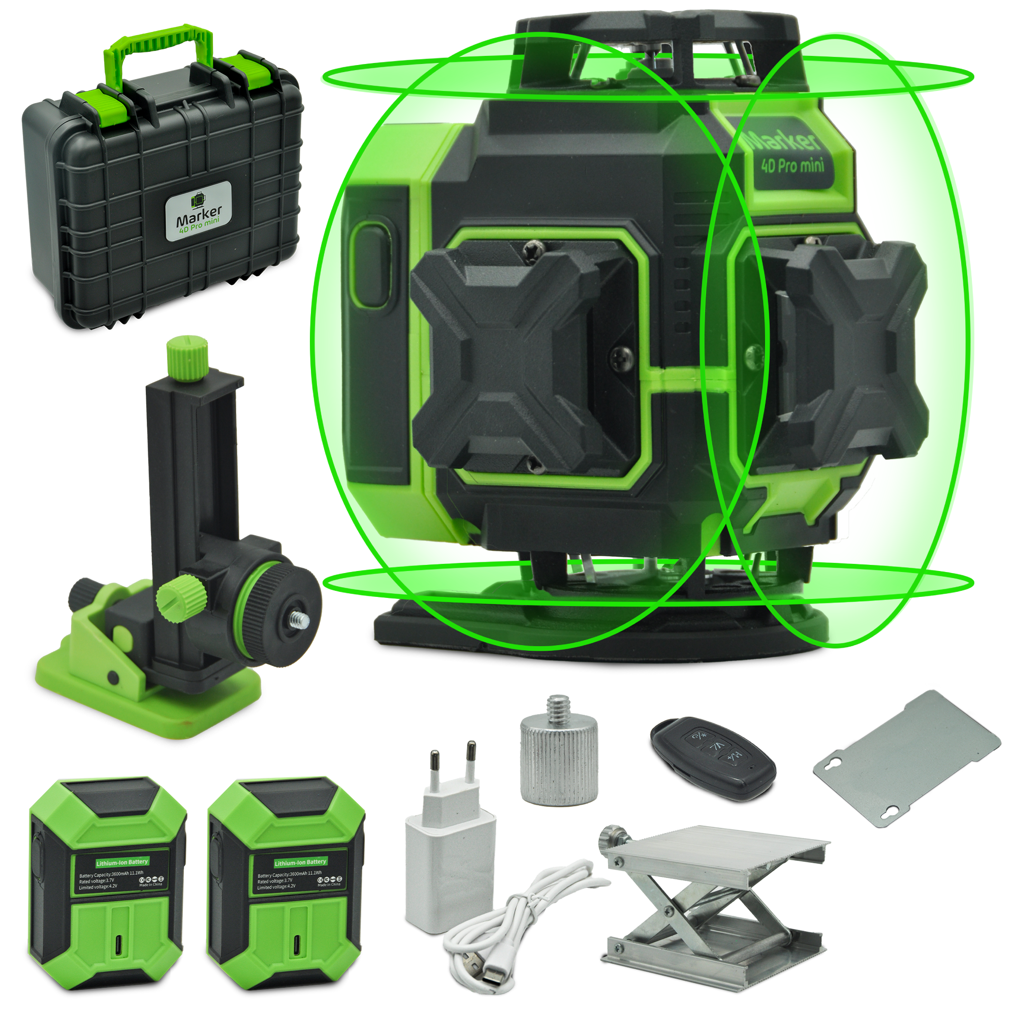 Лазерний рівень-нівелір Marker MINI 4D 16 ліній 360 зелений промінь (М4000)