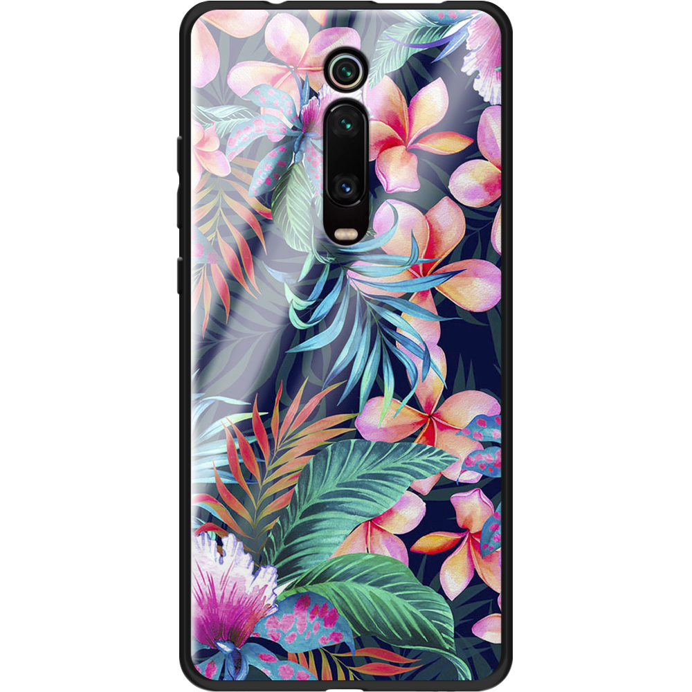 Чохол BoxFace Xiaomi Mi 9T / Mi 9T Pro flowers in the tropics Чорний силікон зі склом (37376-up1971-37743)