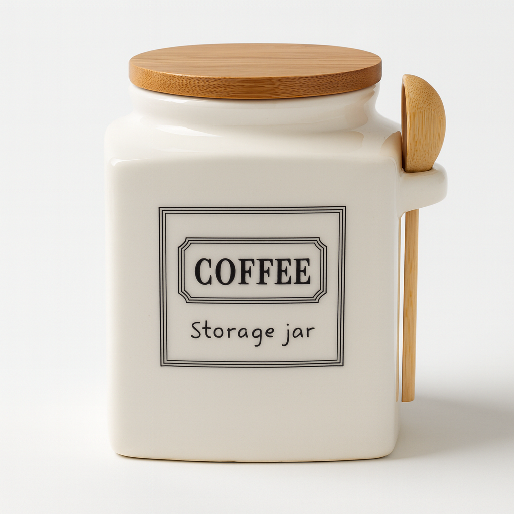 Банка для кави Stenson Storage jar з ложкою 10х10х13 см 800 мл (2743336597)