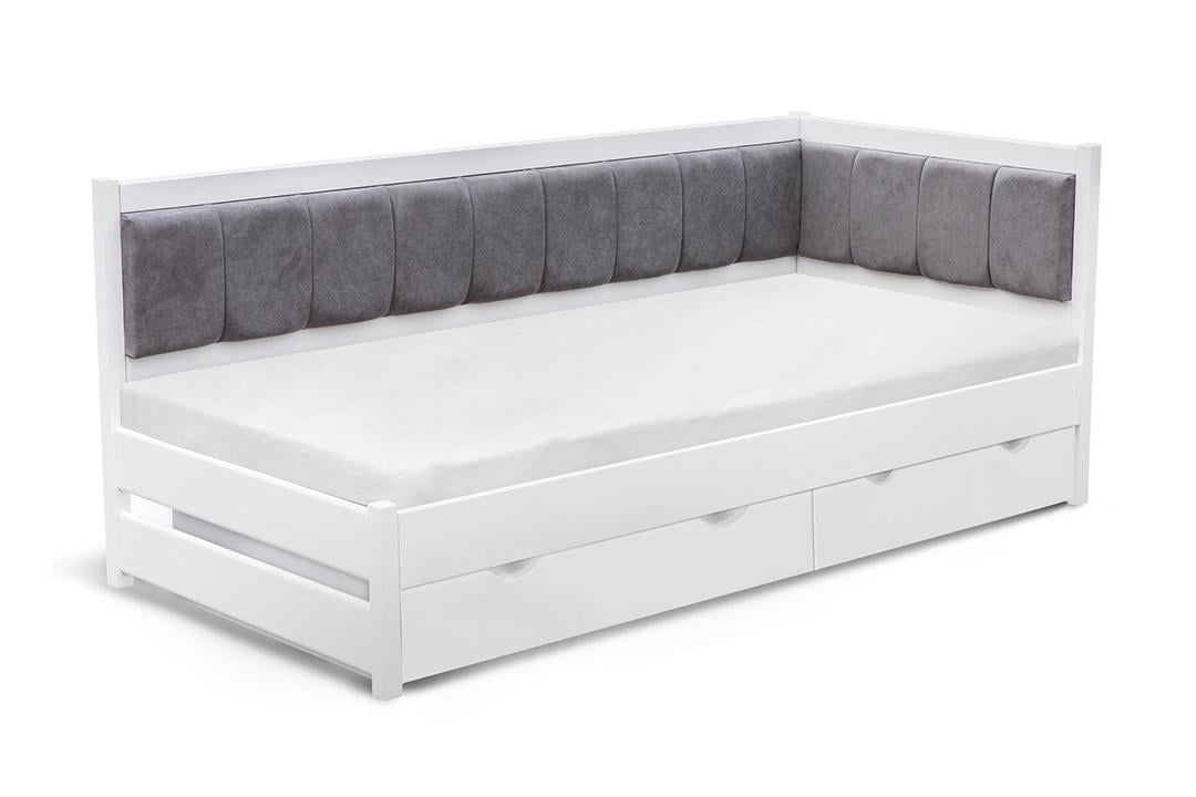 Ліжко дерев'яне Лілі з м'яким узголів'ям 120х200 см Білий - фото 4