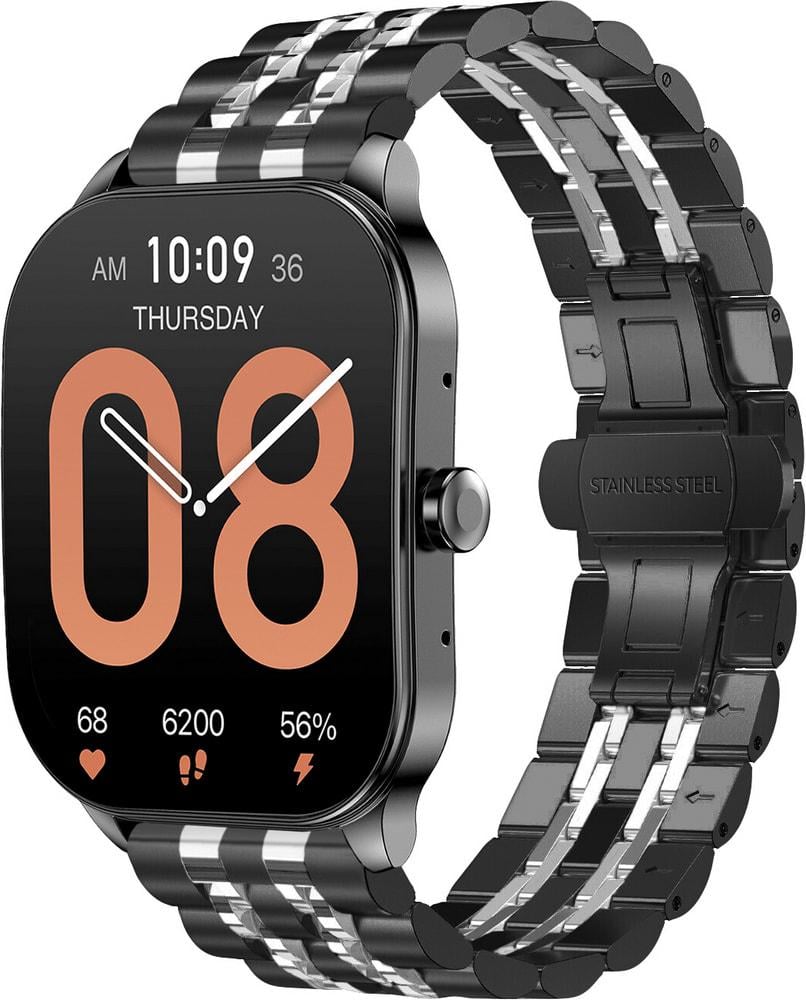 Браслет металлический Spinye Line для Amazfit Pop 3S/3R Black Silver (34442-03)