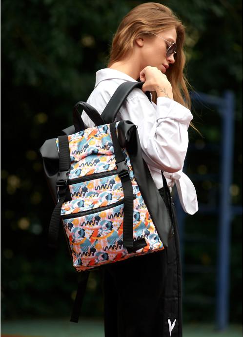 Городской рюкзак женский роллтоп Sambag Light с отделением под ноутбук Черный (4730301641)