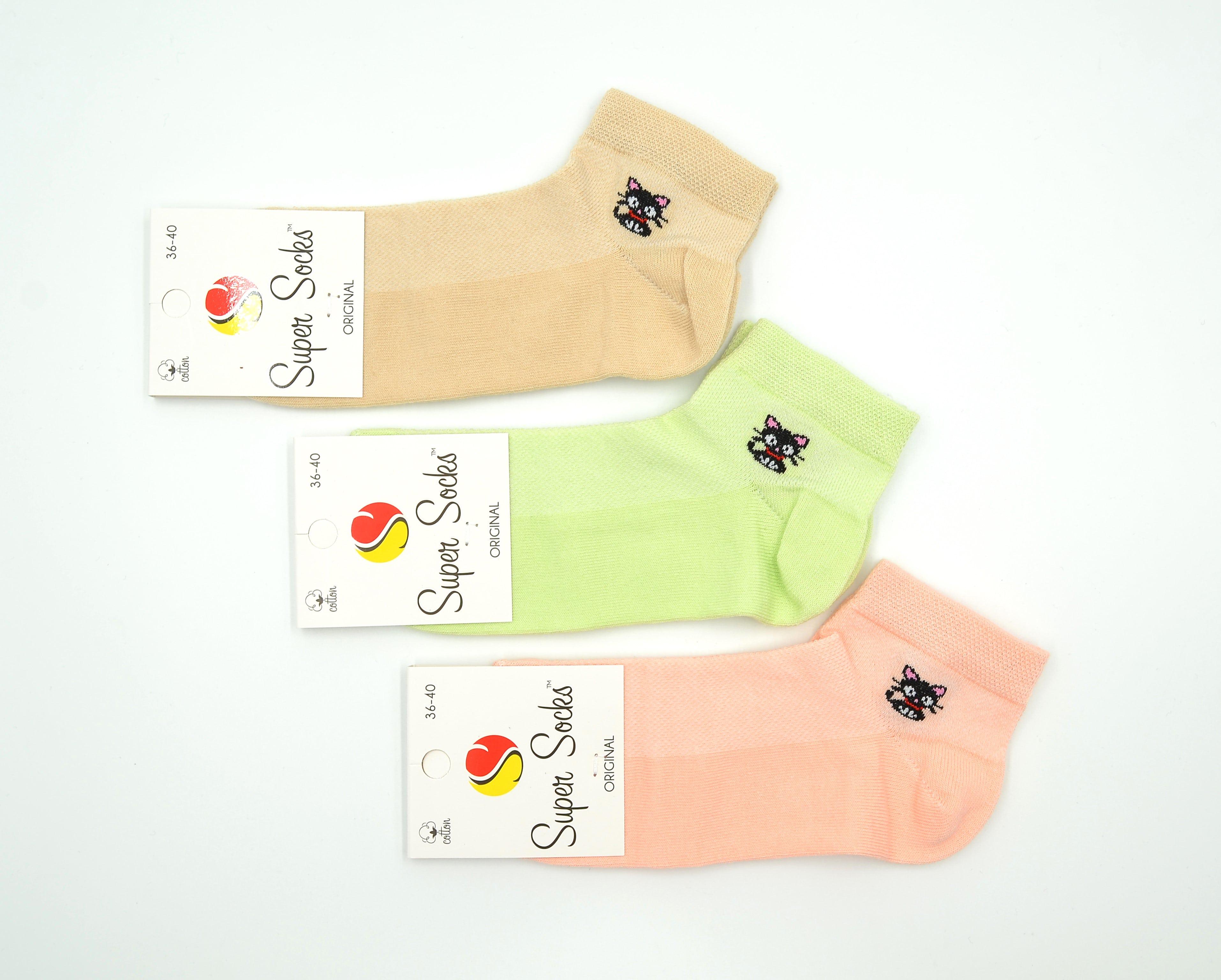 Носки универсальные в сетку Super Socks 002.S182 Котенок р. 36-40 Ассорти 2