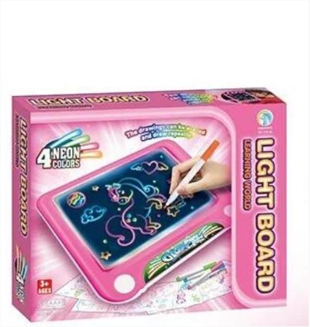 Дошка для малювання YM 28 підсвічування/4 маркери/6 трафаретів/в коробці