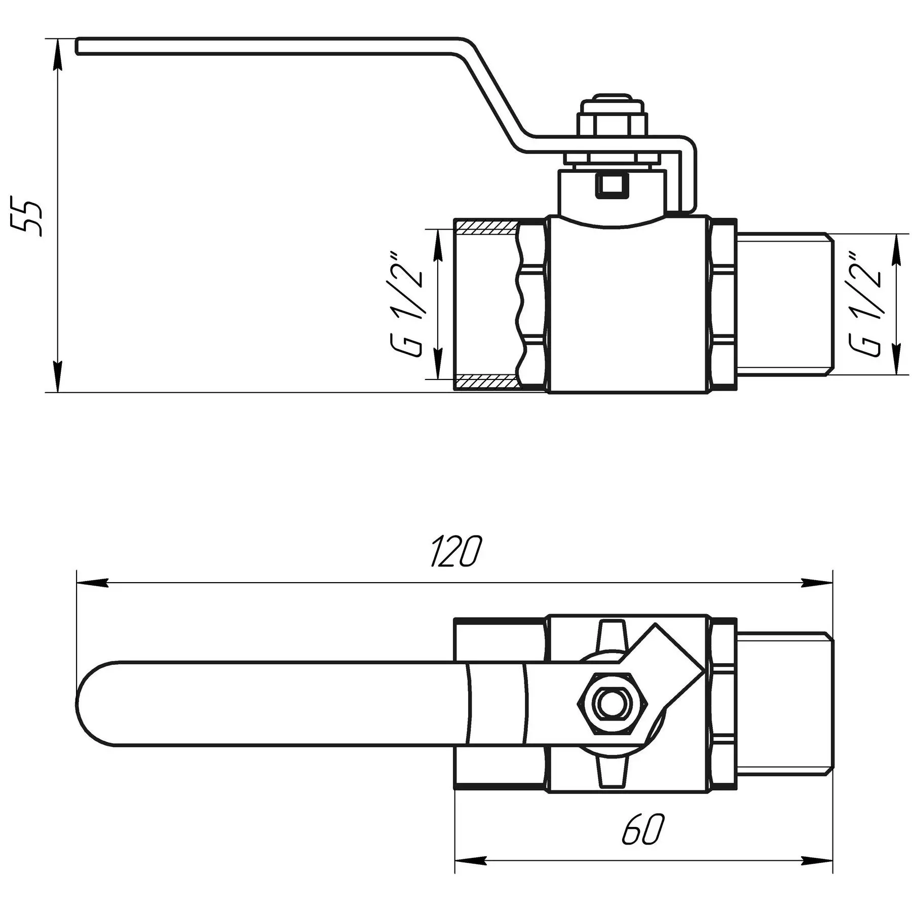 Кран шаровой прямой Q Professional QP152 1/2" НВ КР PN40 (GSR-000010157) - фото 4