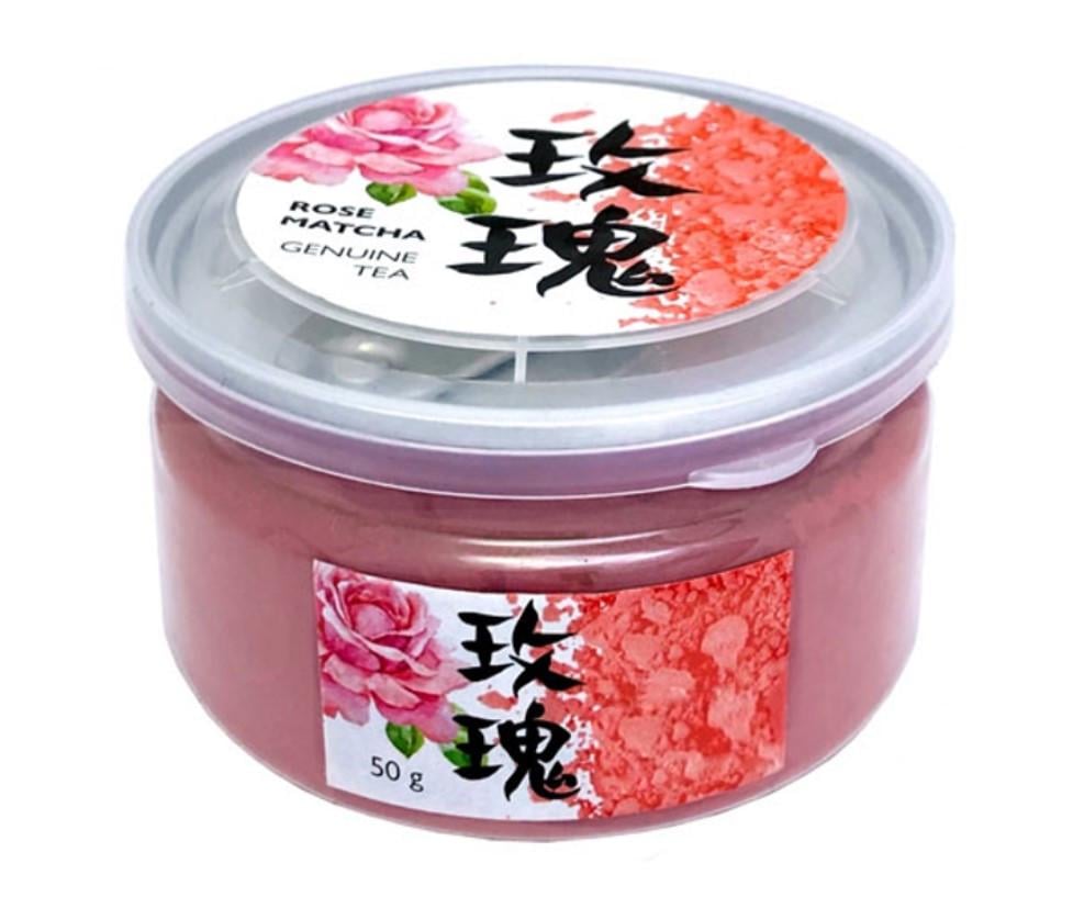 Чай японский цветочный Матча розовая из лепестков Чайной розы в банке 50 г (OS-MATCHA-P50)