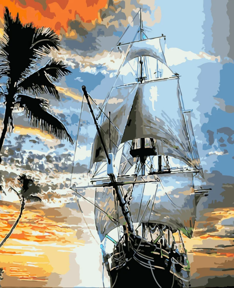 Картина по номерам Strateg Прибрежный парусник 40x50 см (GS421)