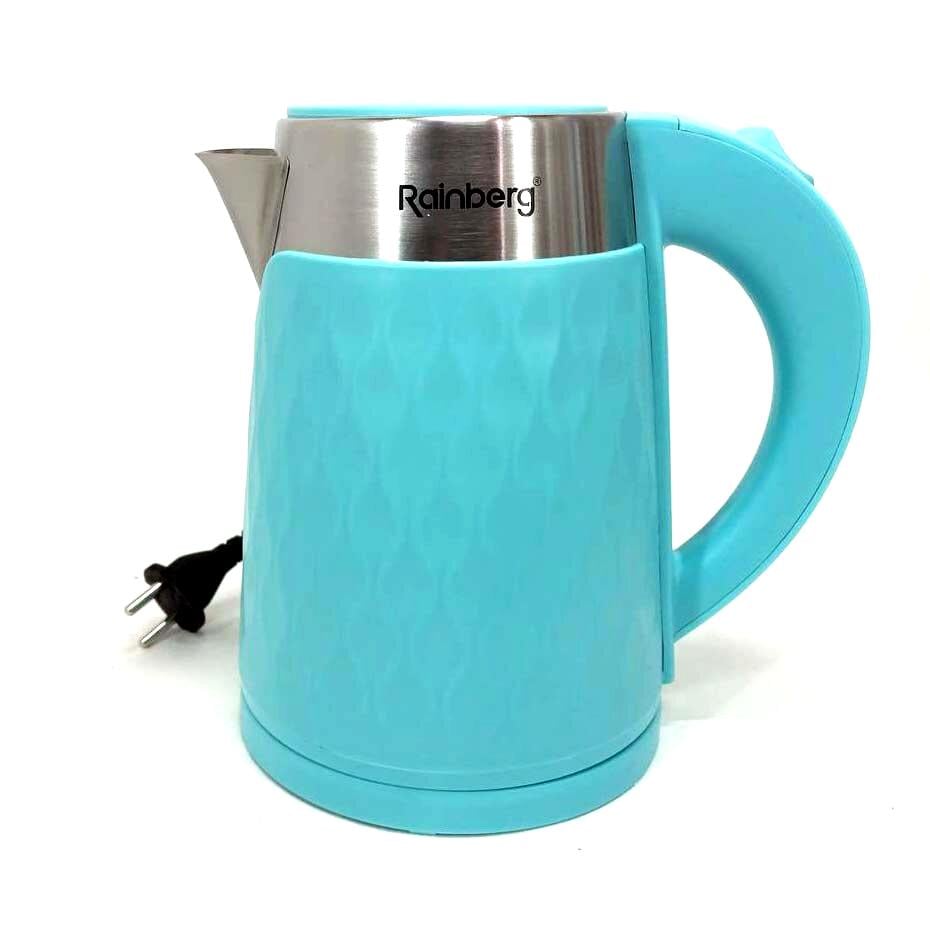 Електрочайник Rainberg RB-2226BR з нержавіючої сталі 2000 Вт 2 л Блакитний (ws48351-2)