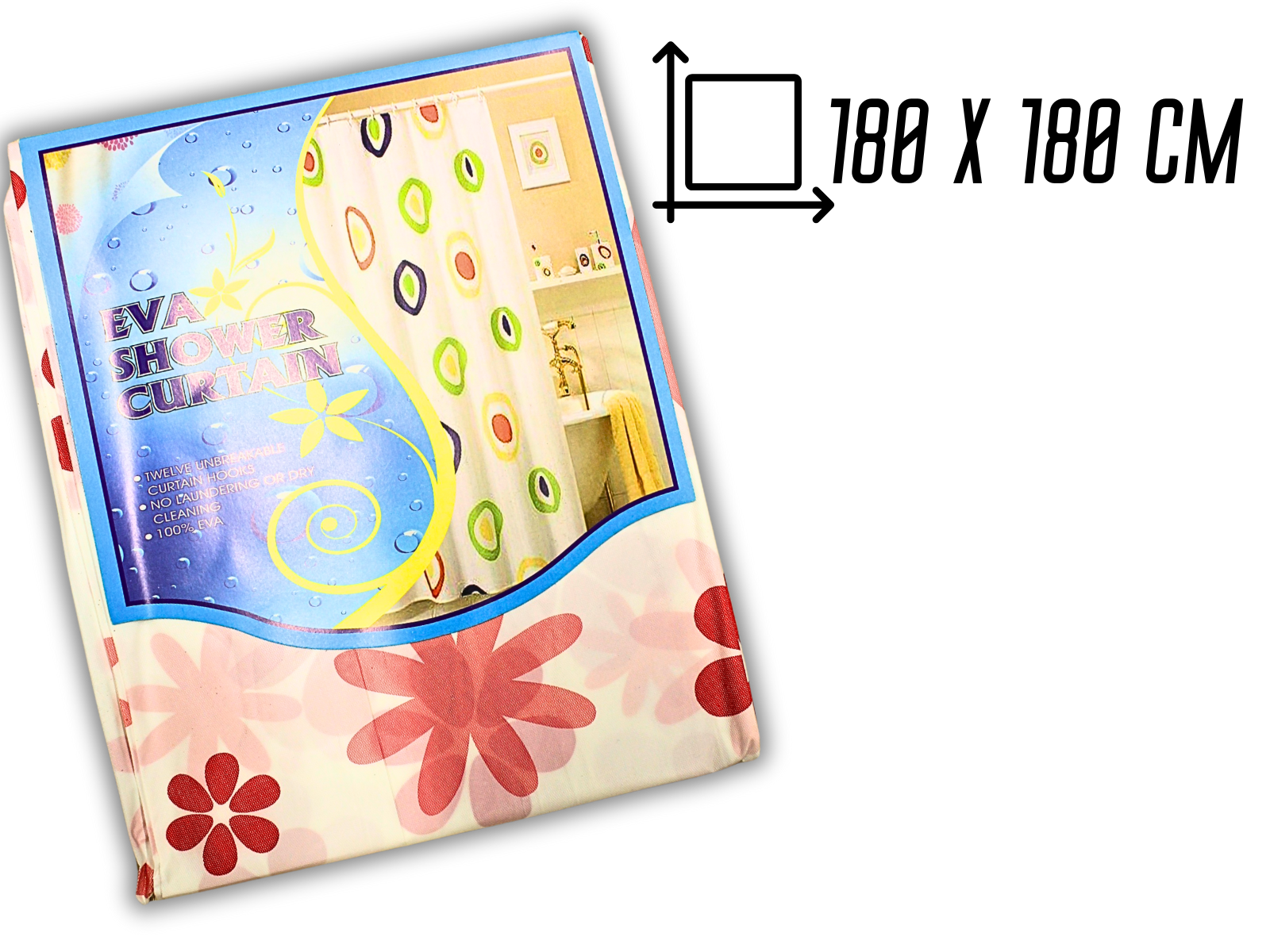 Шторка для душа утолщенная 180х180 см Ромашка