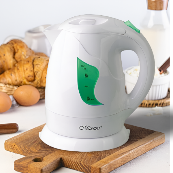 Електрочайник із зеленою вставкою 1 л Білий - фото 4 Електрочайник із зеленою вставкою 1 л Білий - фото 4