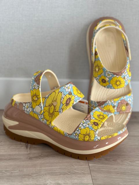 Босоніжки жіночі Crocs Mega Crush Retro Floral р. 39-40 Vanilla/Cork (15268444) - фото 7