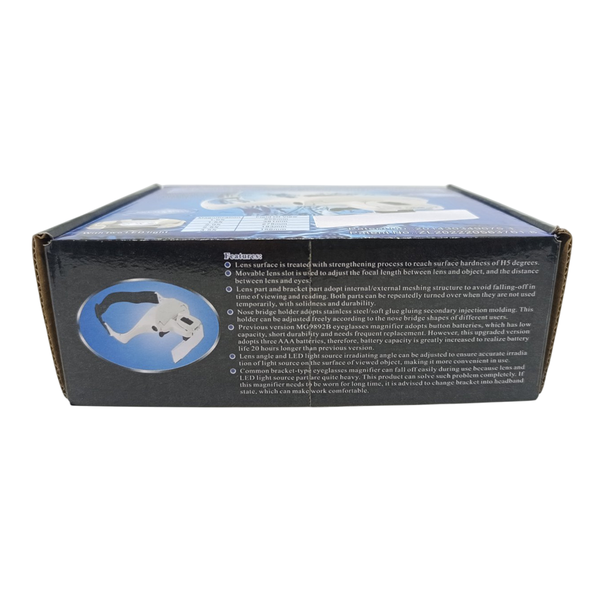 Лупа-очки бинокулярная 9892B1 с LED подсветкой 5 сменных линз 1,0X/1,5X/2,0X/2,5X/3,5X White (160415) - фото 7