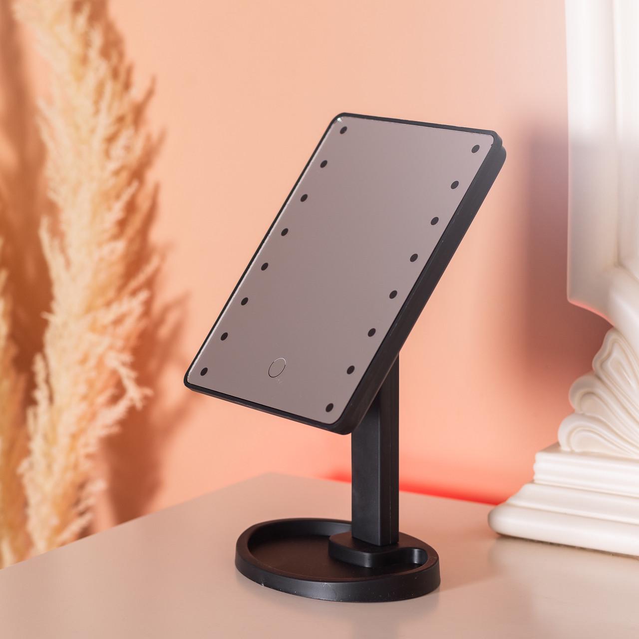 Дзеркало настільне косметичне для макіяжу 16 LED 21х16 см Чорний (6876) - фото 3 Дзеркало настільне косметичне для макіяжу 16 LED 21х16 см Чорний (6876) - фото 3