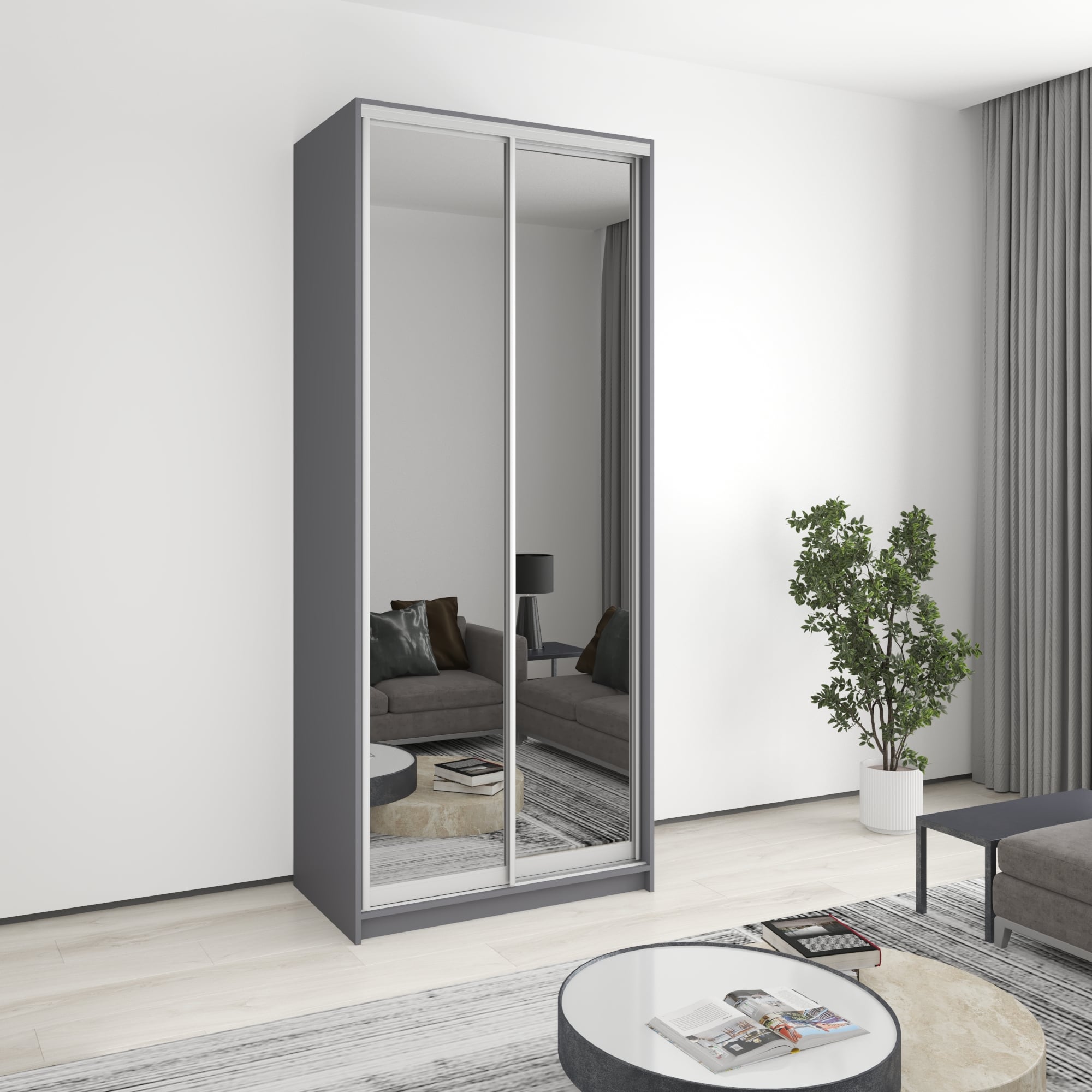 Шафа-купе дводверна Mebel Star Стандарт AL MBS-3798 100х45х240 см Антрацит (1004983)