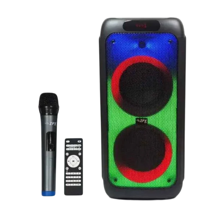 Портативная колонка на аккумуляторе с радиомикрофоном ZPX-7785 800 Вт 8" USB/Bluetooth/FM/LED/TWS (2613877026)