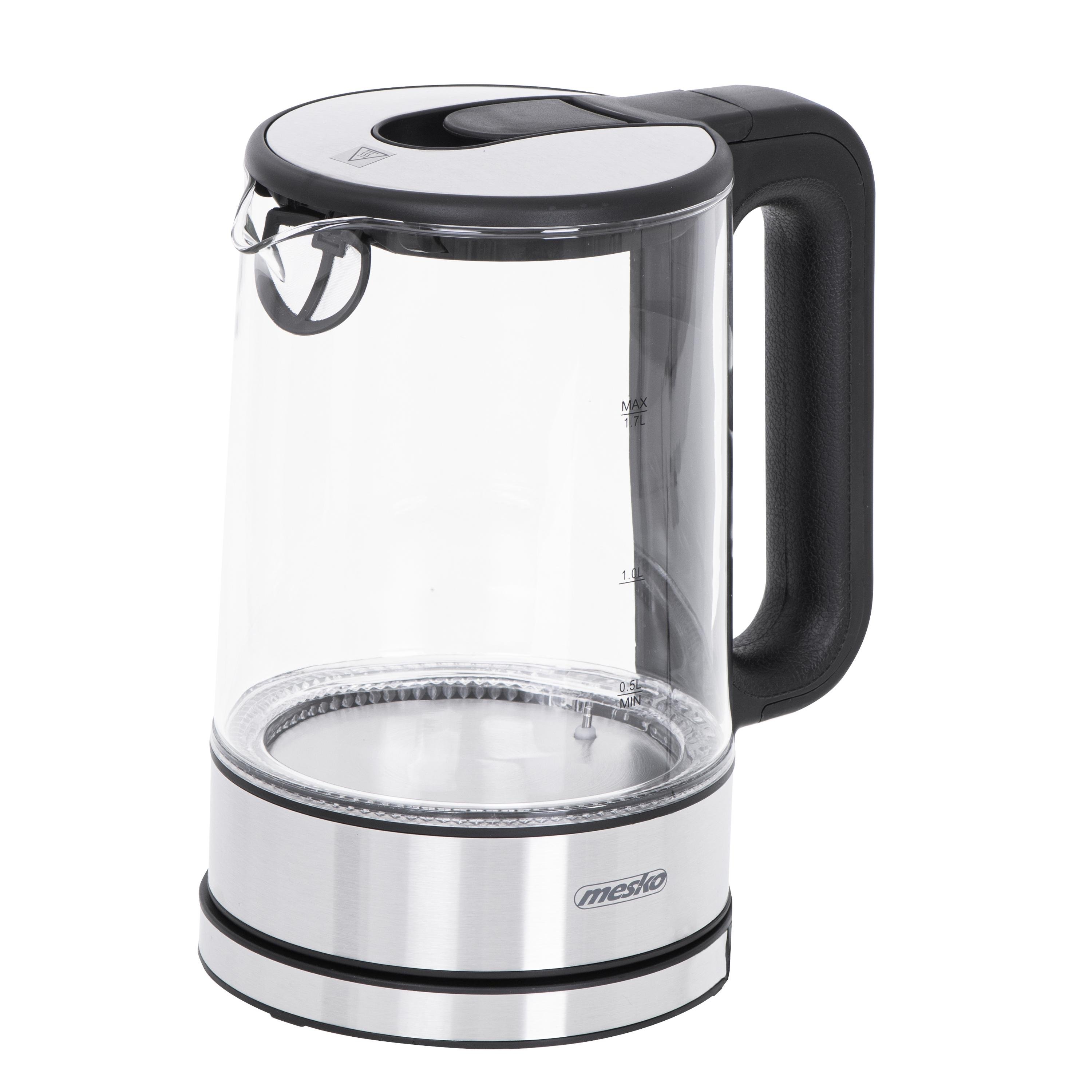 Чайник скляний Mesko з контролем температури 1,7 л Чорний (MS1301b)
