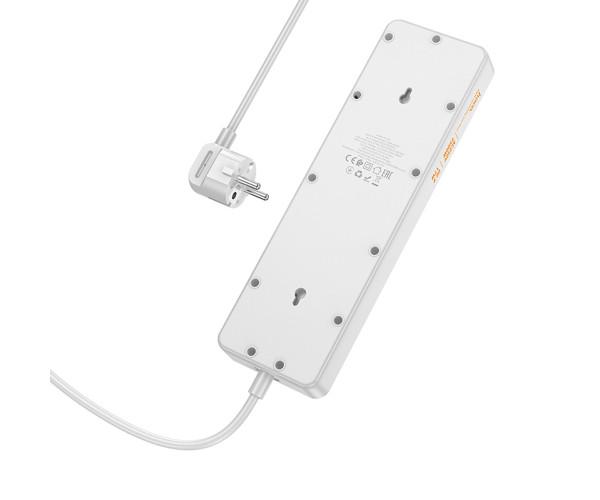 Удлинитель сетевой Hoco AC13A 5 Socket Ports 3USB/1Type-C White - фото 2