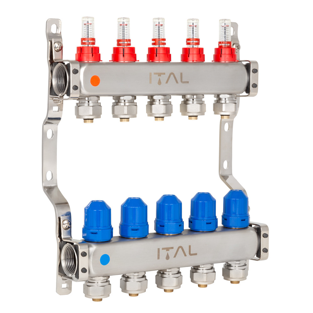 Колекторний блок з витратомірами ITAL HC1-05 3/4" Ek нержавіюча сталь (SQ-1047070) - фото 1