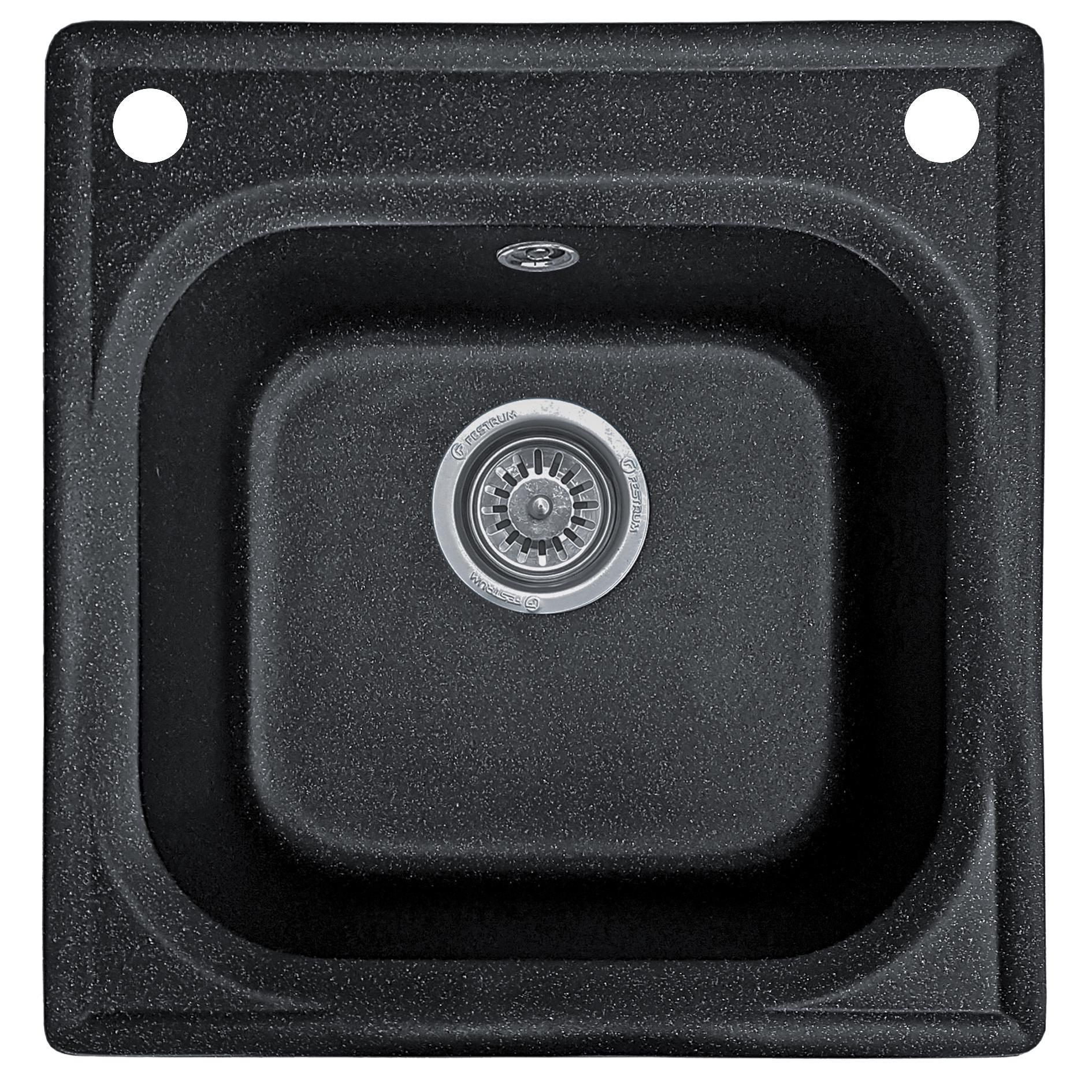 Мийка кухонна Valetti 1D з сифоном 430x440 мм Чорний (11646414)