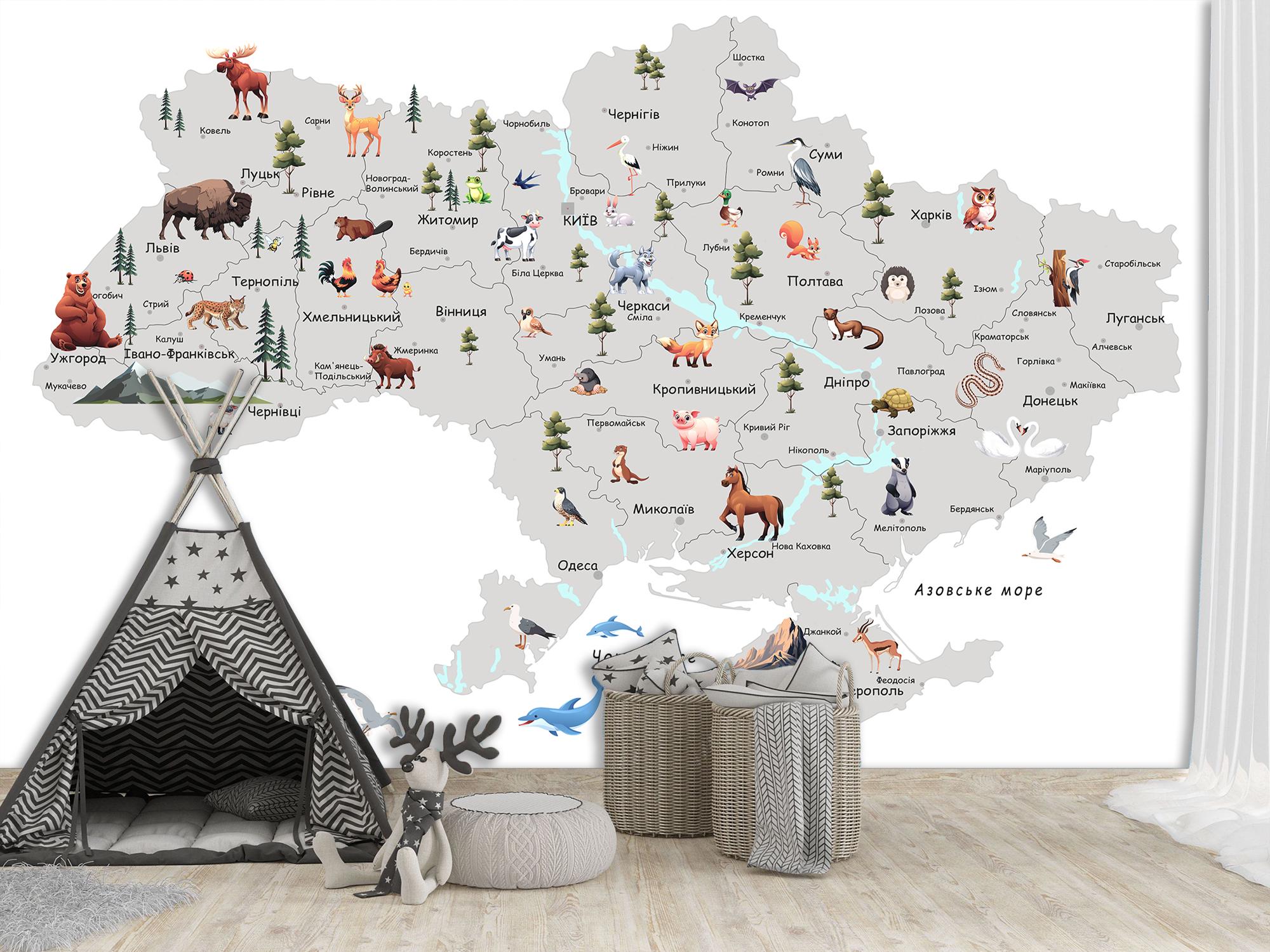 Обои 3Д флизелиновые Upstream Детская карта Украины 120х180 см (WMK-013/2) - фото 2 Обои 3Д флизелиновые Upstream Детская карта Украины 120х180 см (WMK-013/2) - фото 2