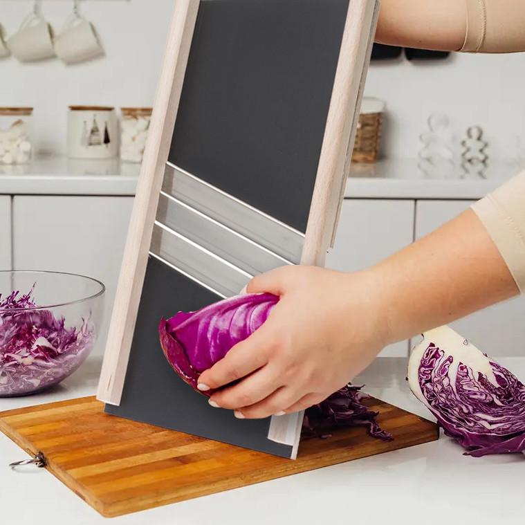 Ручная шинковка Wood&Steel 38,5x17 см для нарезки овощей с тремя лезвиями (1794781846) - фото 2 Ручная шинковка Wood&Steel 38,5x17 см для нарезки овощей с тремя лезвиями (1794781846) - фото 2