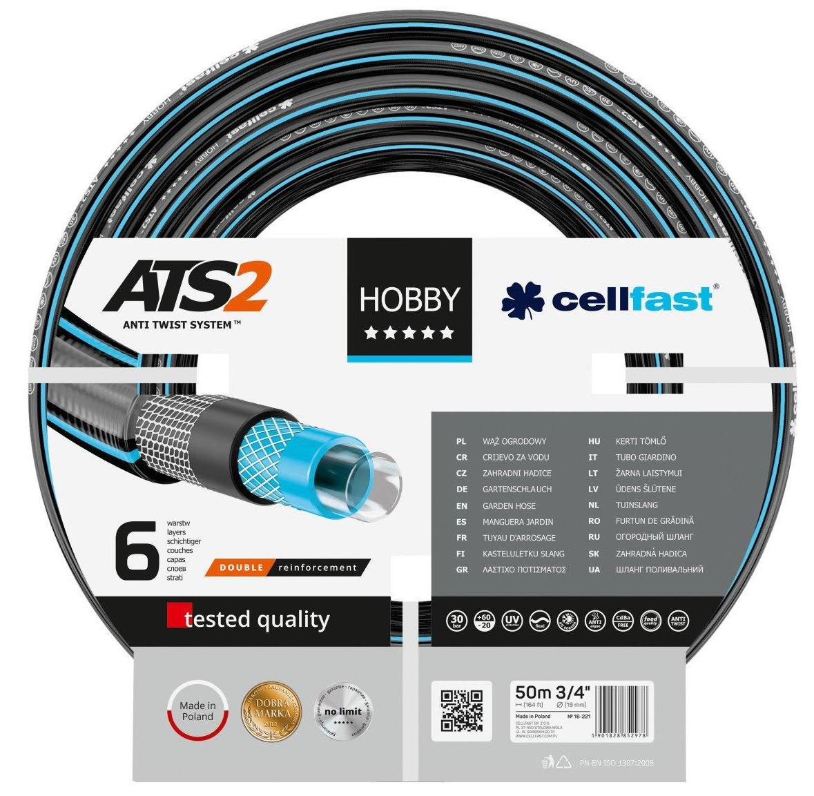 Шланг садовый Cellfast HOBBY ATS 3/4" 50 м 6 слоев до 30 бар -20-+60 °C (16-221)
