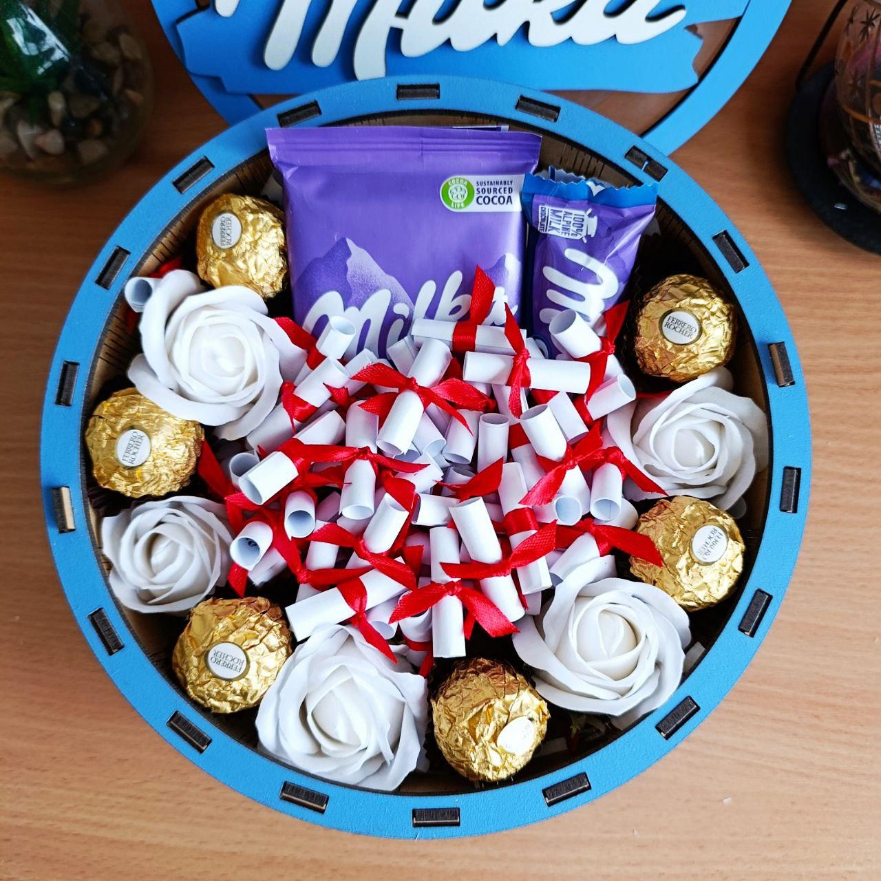 Бокс милка со сладостями для девушки на день рождения/8 марта/день влюбленных/новый год/рождество/на праздник (ar237)