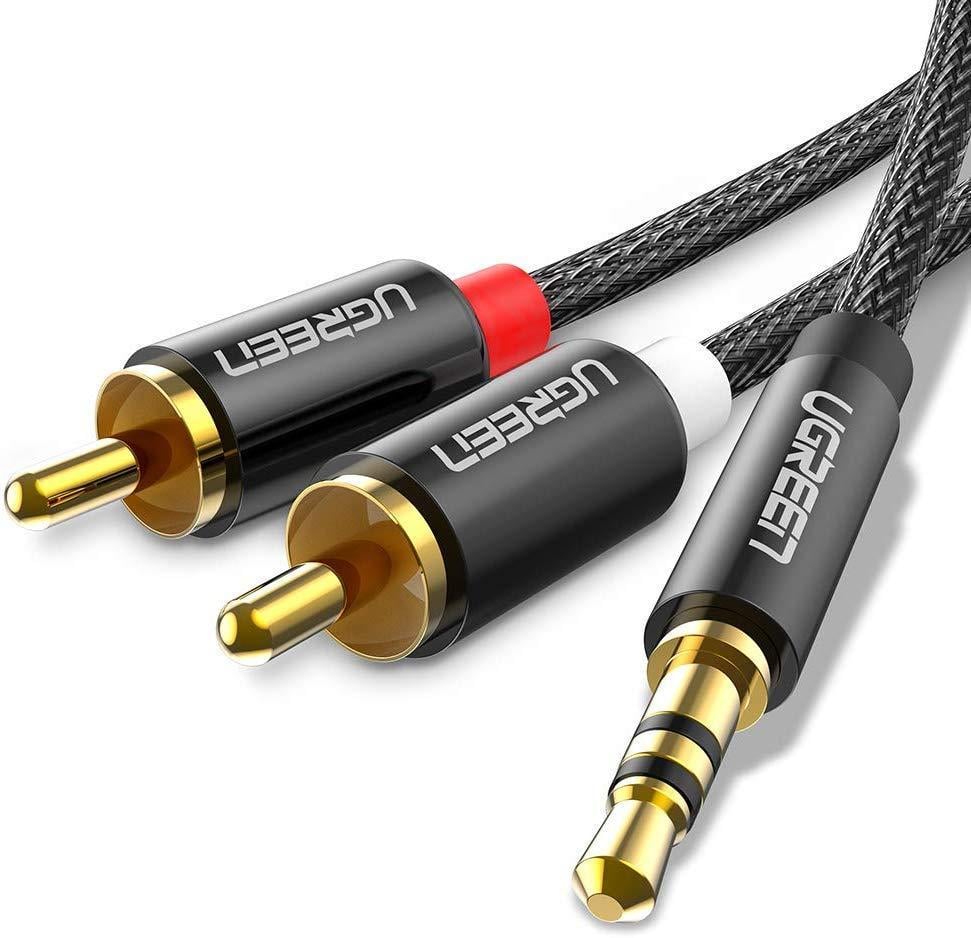 Аудіо кабель Ugreen 2 RCA 3.5 JackAux Hi-Fi AV116 0,5 м Чорний