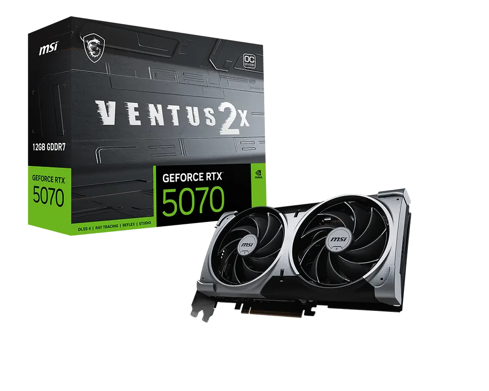 Відеокарта RTX 5070 12GB GDDR7 Ventus 2X OC MSI (GeForce RTX 5070 12G VENTUS 2X OC)