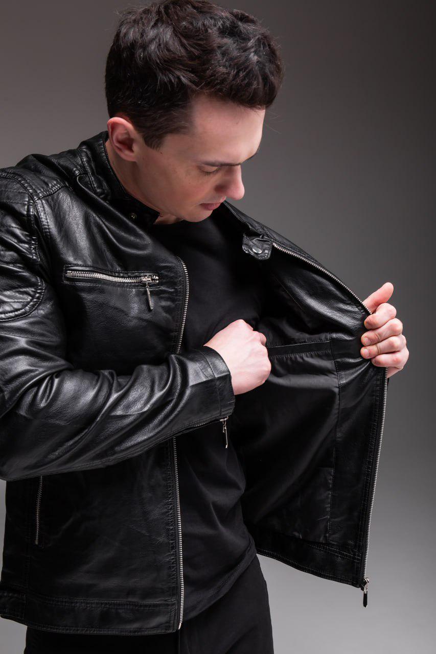Куртка мужская из эко-кожи M Черный (2341/2) - фото 8 Куртка мужская из эко-кожи M Черный (2341/2) - фото 8