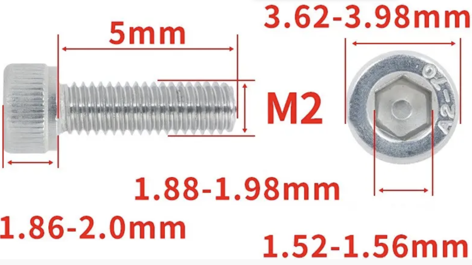 Гвинт з шестигранною головкою DIN912 M2x5 мм (DIN912_m2_5) - фото 2