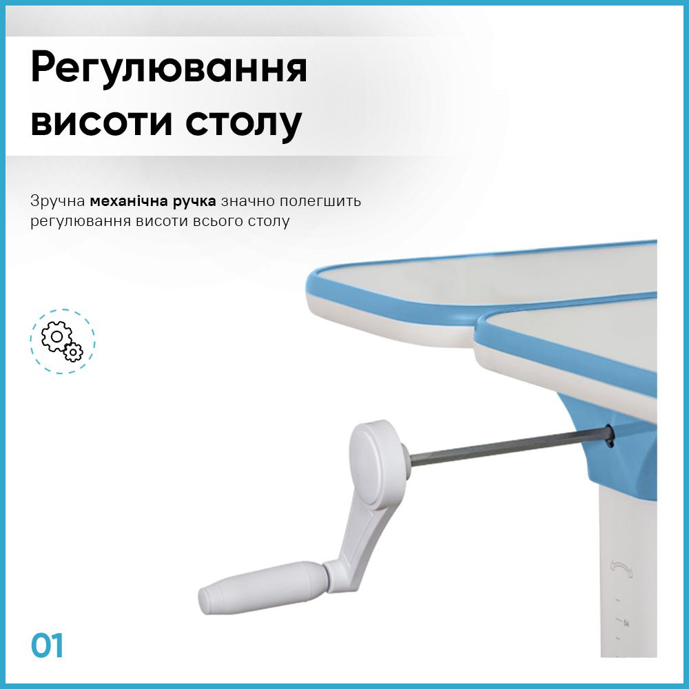 Детская школьная парта Ergokids TH-320 с креслом Y-400 Голубой (TH-320 W/BL + Y-400 BL) - фото 3