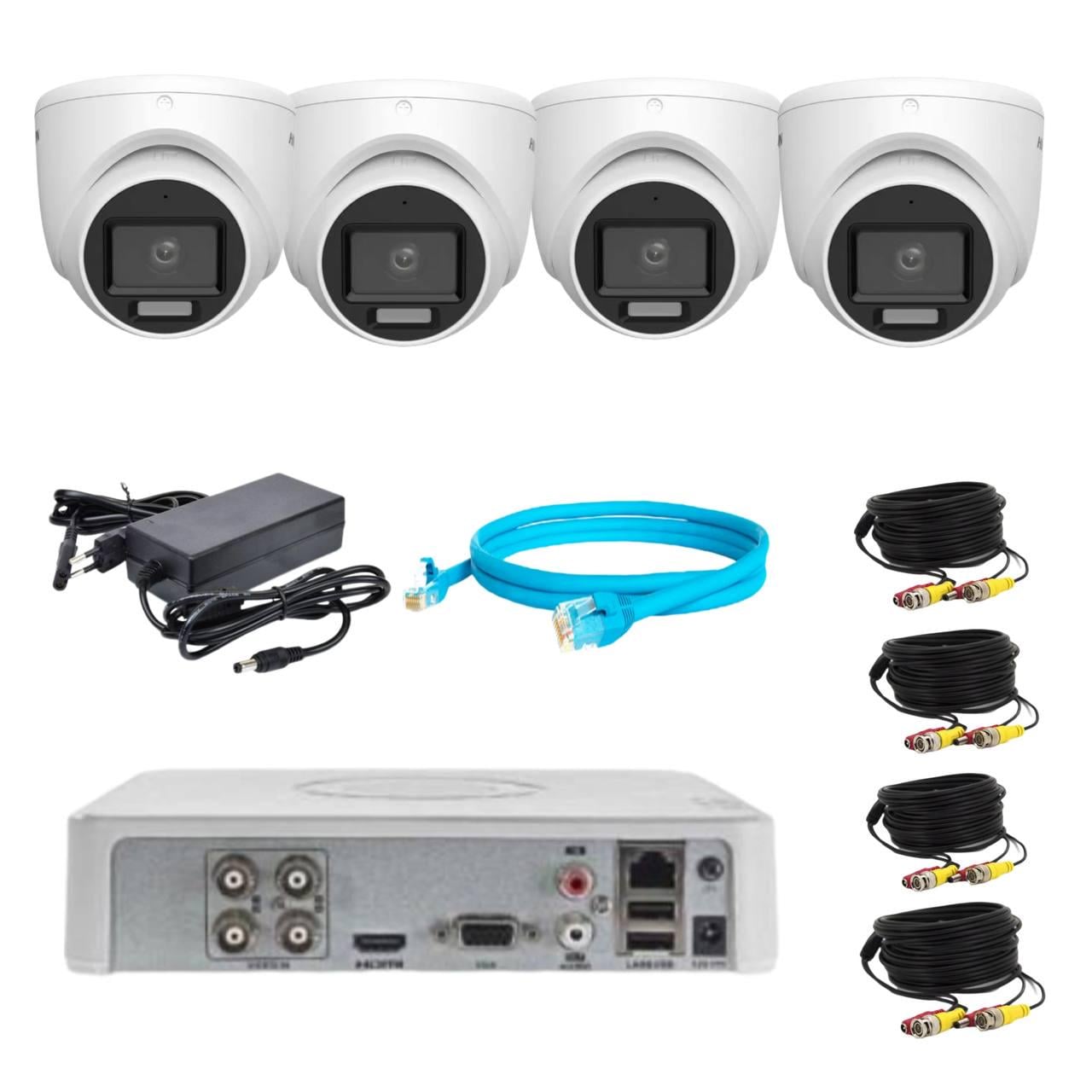 Комплект відеонагляду Hikvision 2Mp-THD-Hybrid-Acusense DS-2CE76D0T-LMFS на 4 камери (24185018)