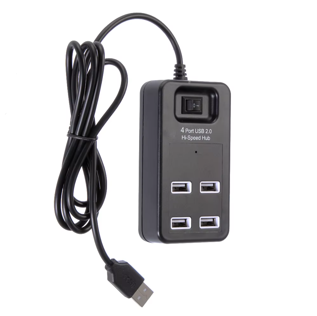 Концентратор USB HUB P-1601 4 порти USB 2.0 з вимикачем Чорний (23059154)