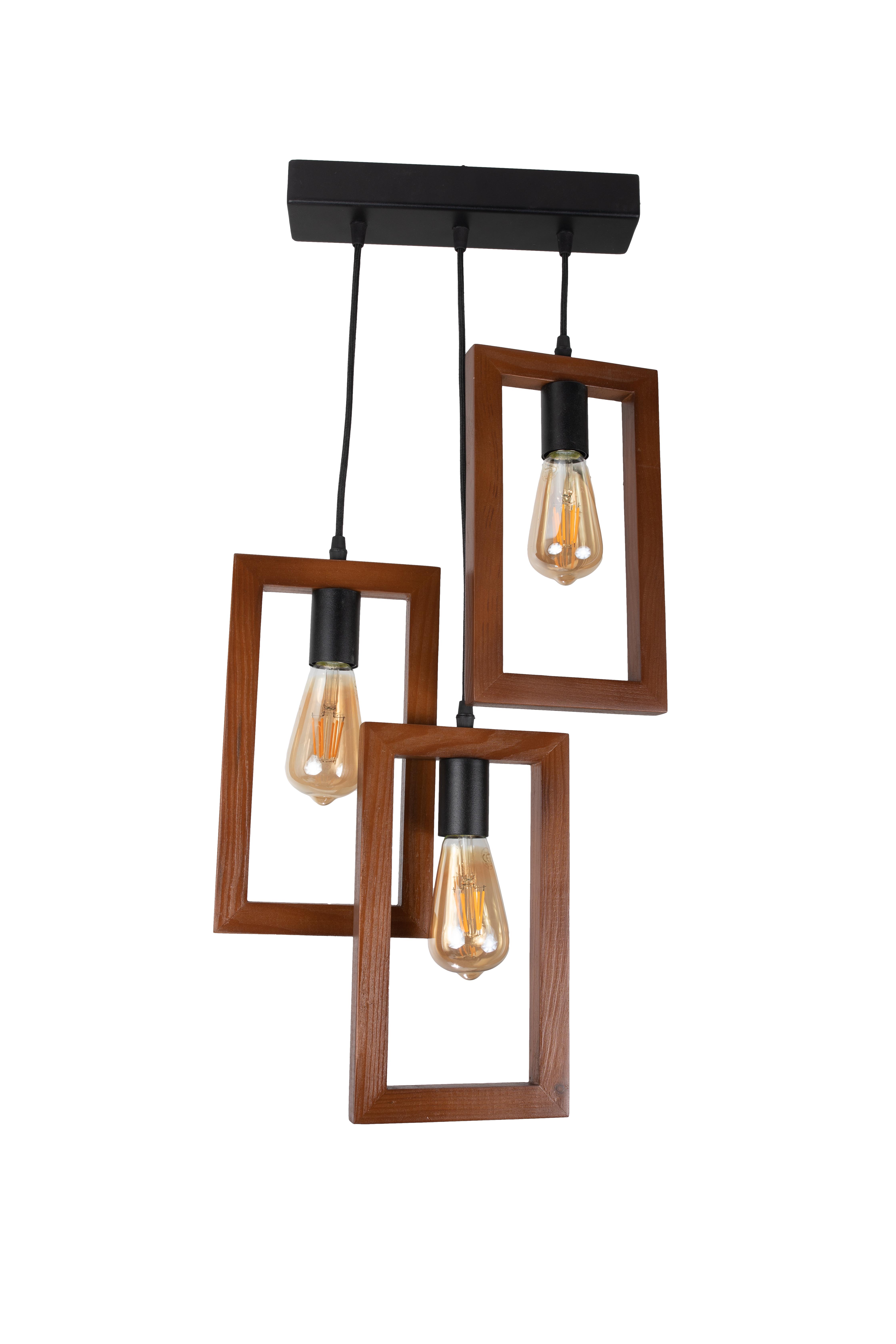 Люстра деревянная Sirius S7147/3 на 3 лампочки Орех (000031349)