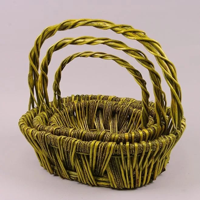 Комплект корзин из лозы Flora 3 шт. Зеленый (37903)