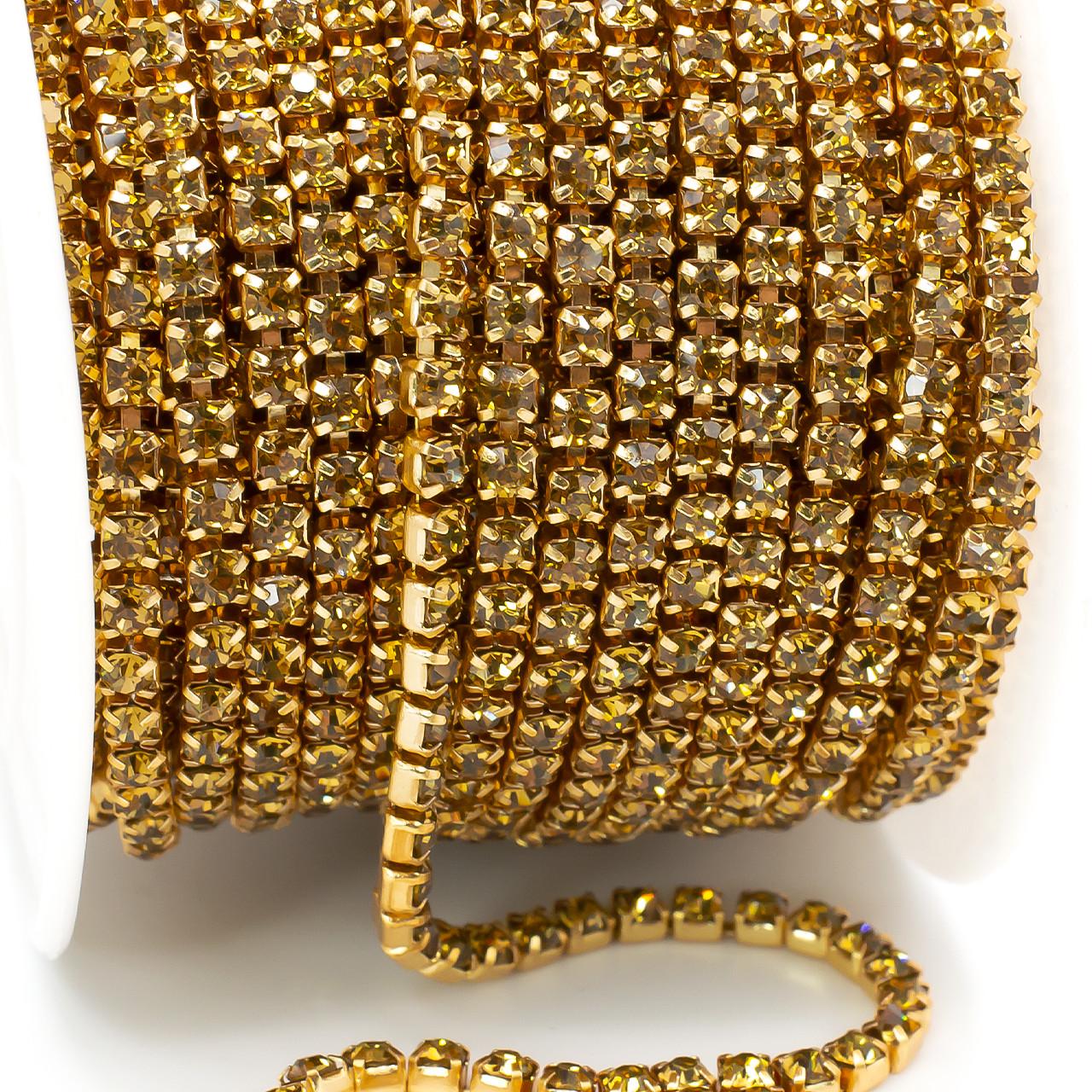 Цепь стразовая SS8 LCT 2,5 мм 1 м gold (ЦС0802о19)