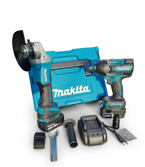 Набор аккумуляторного инструмента Makita 2в1 36 В гайковерт 800 Нм/болгарка 125 мм 2 АКБ 8 А/час (3621)
