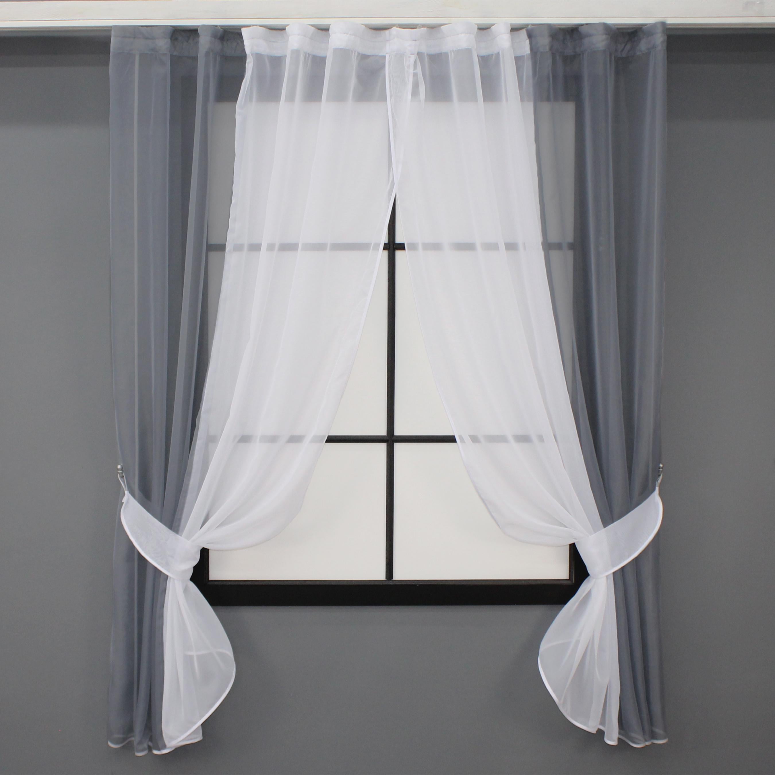 Шторы кухонные VR-Textil №017к комбинированные с подвязками 265х170 см Серый/Белый (50-005) Шторы кухонные VR-Textil №017к комбинированные с подвязками 265х170 см Серый/Белый (50-005)