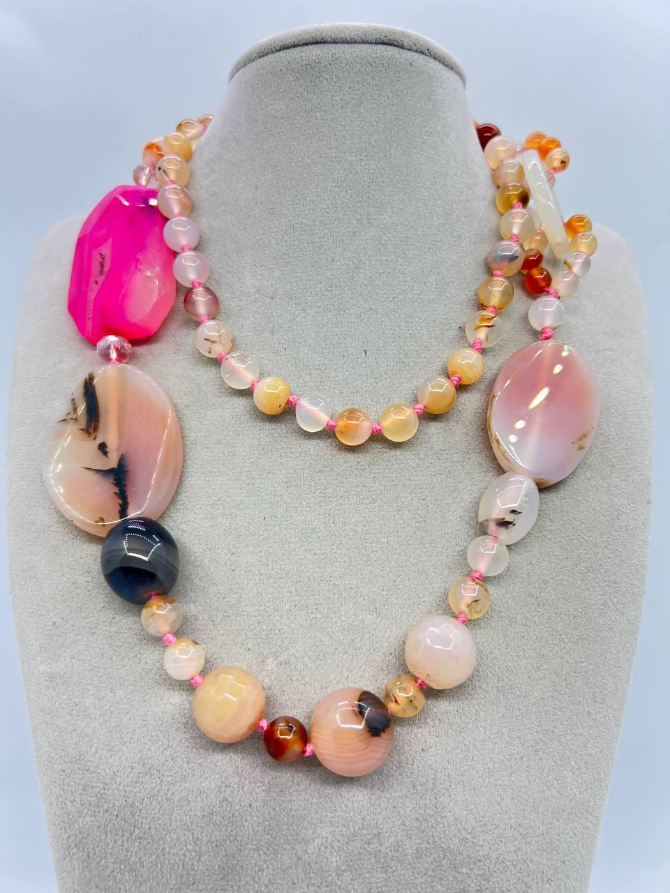 Бусы агат 8 мм 14 мм 76 см Разноцветный (11025)