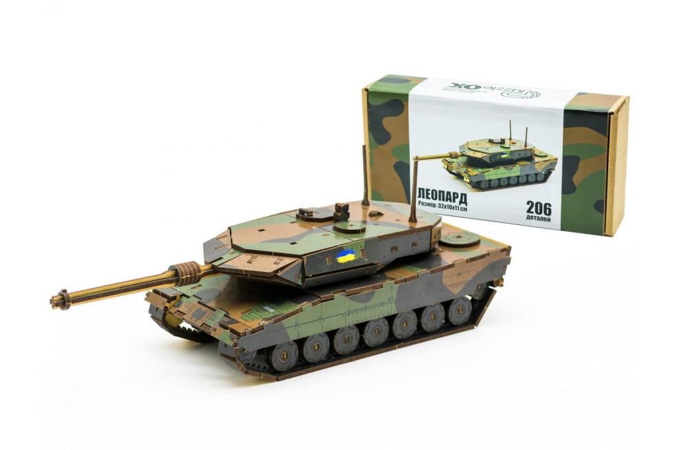 Конструктор деревянный PuzzleOK Танк Леопард 320x100x110 мм 206 деталей (206-0260)