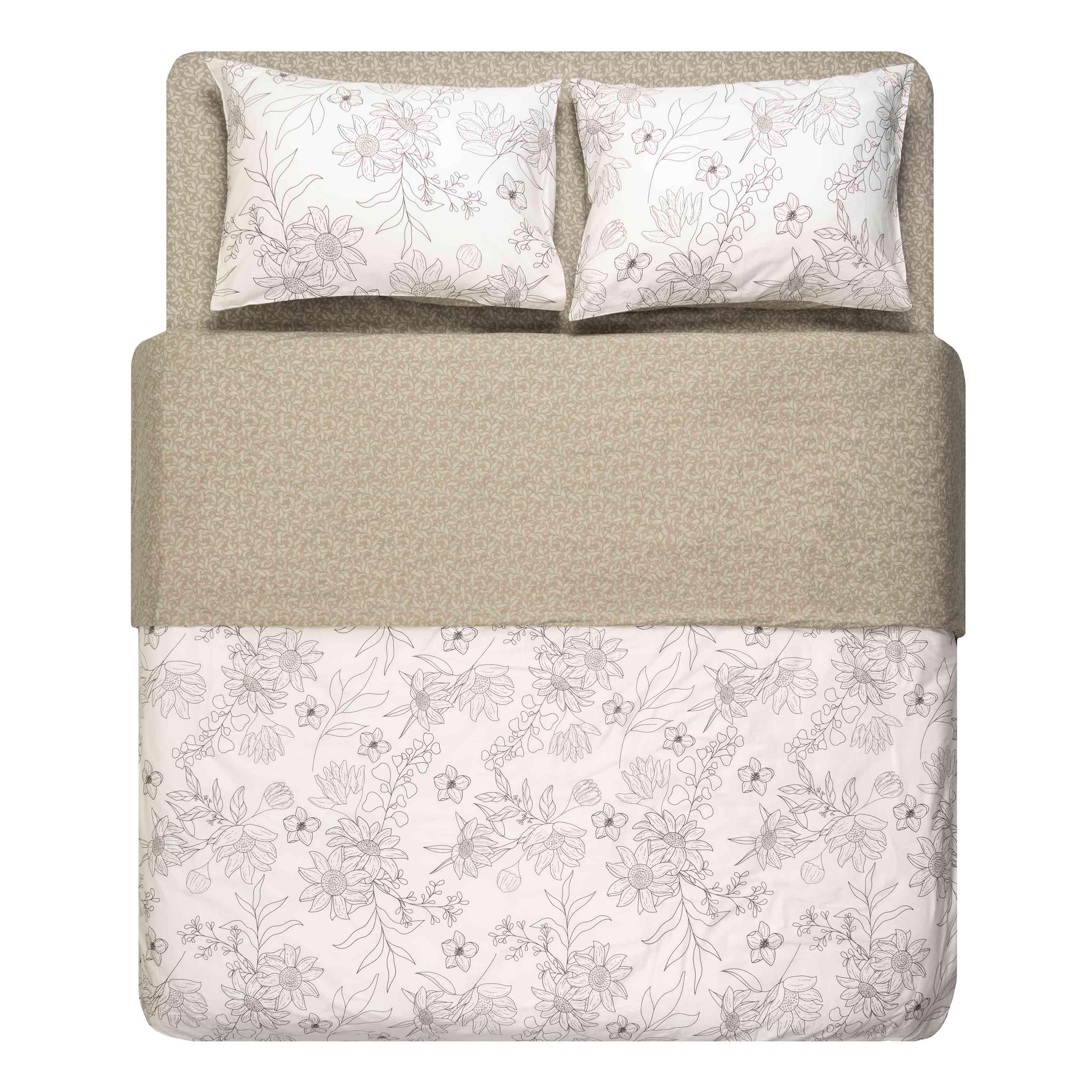 Комплект постельного белья Ardesto Gloria Цветы двуспальный 200х220 см Бежевый (ART2022BW)