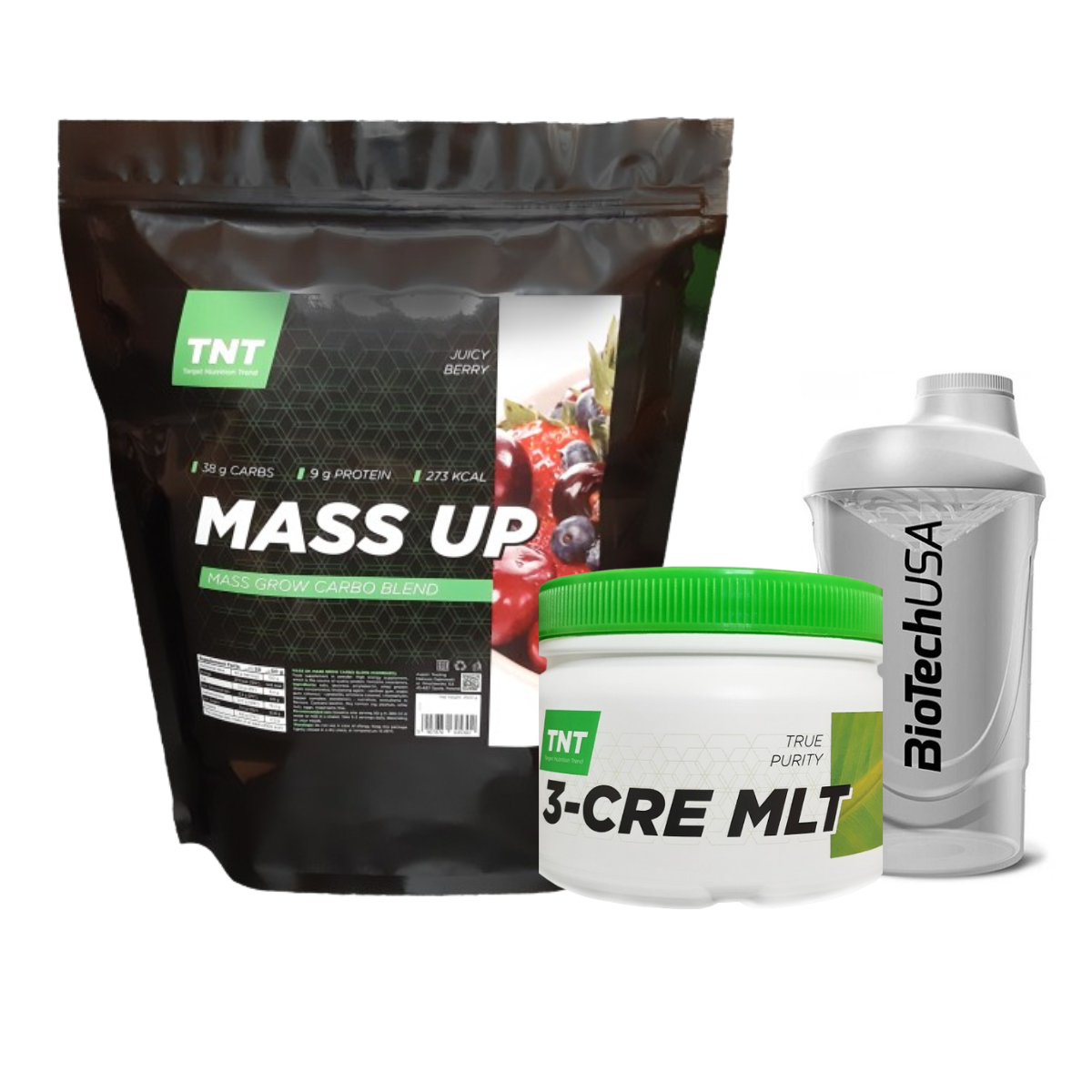 Набір Mass UP TNT гейнер/креатин/шейкер